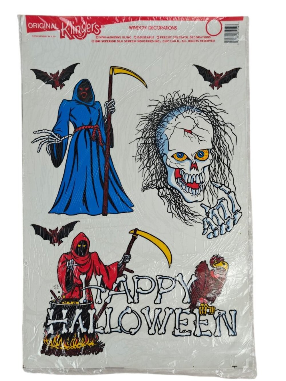 NEW Vintage Original Klingers Halloween Window Decorations 1989 Reusable USA
